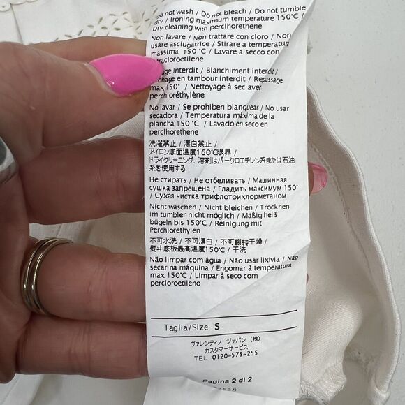 Red Valentino Sz S Top Ruffle Scallop Cream Cold Off Shoulder Blouse Boxy Italy - Picture 6 of 10